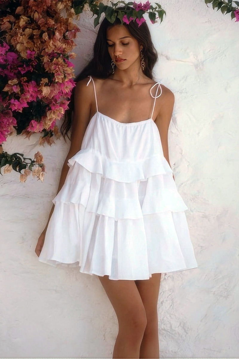 Ruffled Layer Backless Sleeveless Mini Dress image 1