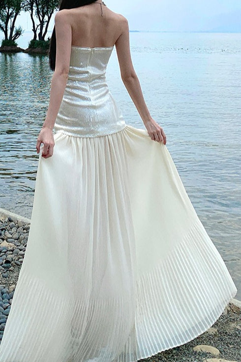 Sequin Patchwork Strapless Flowy Maxi Dress image 6