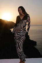 Chiffon V-Neck Slim Fit Long Sleeve Maxi Dress image 5
