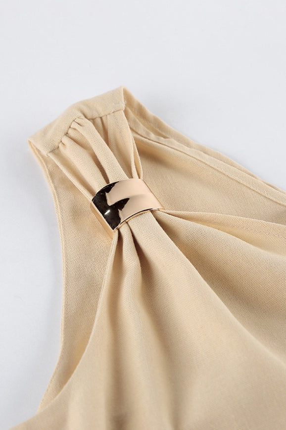 One Shoulder Asymmetric Tie Top High Waist Pants Two Piece Set image 9