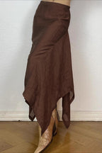 Solid Color Irregular Hem Maxi Skirt image 2