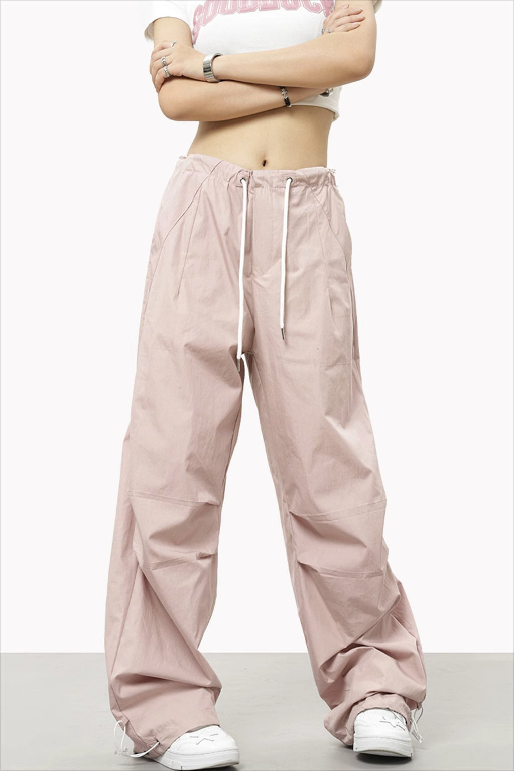 Athletic Casual Solid Drawstring Elastic Waist Pants image 5