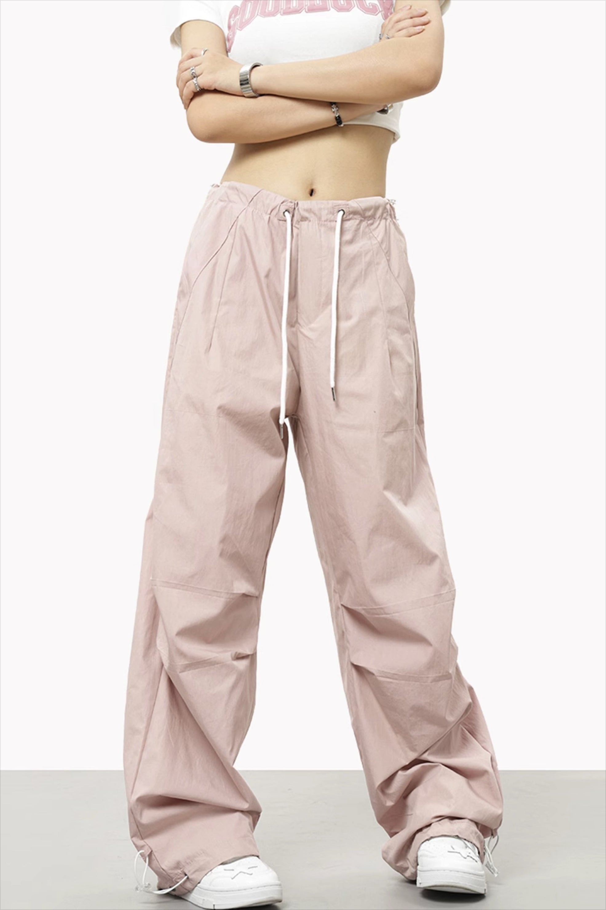 Athletic Casual Solid Drawstring Elastic Waist Pants image 5