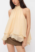 Loose Chiffon Ruffle Flowy Halter Top image 1
