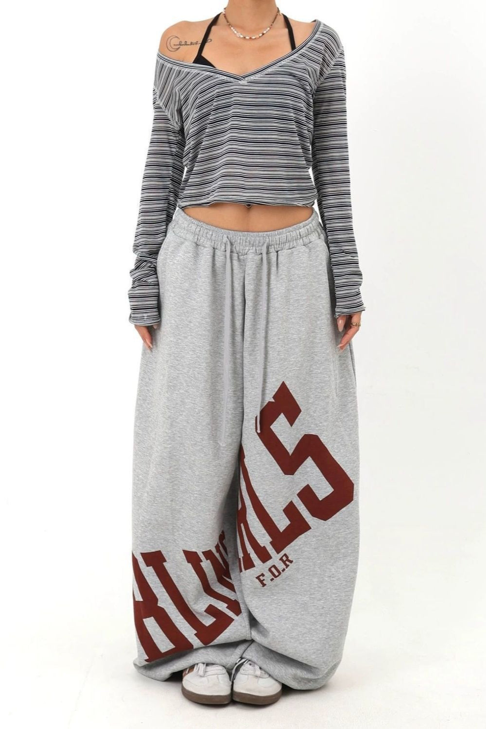 Loose Elastic Letter Printed Casual Pants image 4