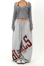 Loose Elastic Letter Printed Casual Pants image 4