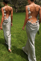 Sexy 3D Flower Cami Open Back Maxi Dress image 5