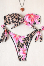 Leopard Floral Sexy Tie Bikini Set image 5