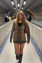 Leopard Print V Neck Knit Blouse image 4