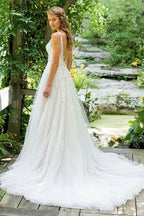 Lace Deep Backless Train Wedding Dress image 2