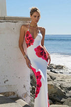 Floral Backless Slim Fit Bodycon Maxi Dress image 1