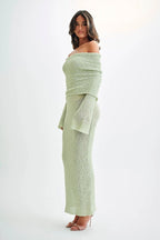 Off Shoulder One Shoulder Knit Sweater Dress image 4