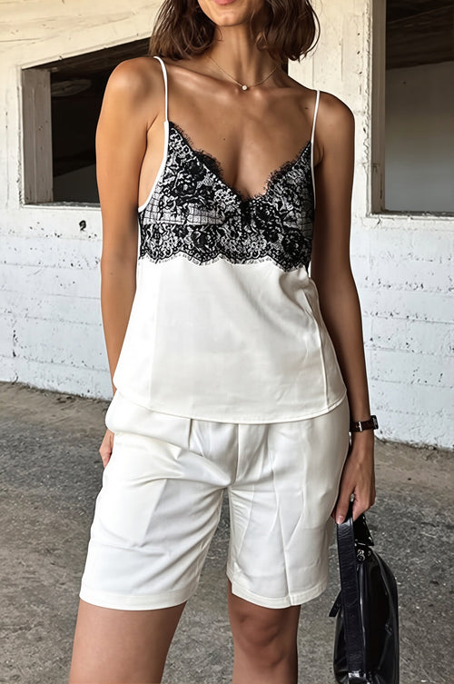 Color Block Lace Panel Cami Top image 1