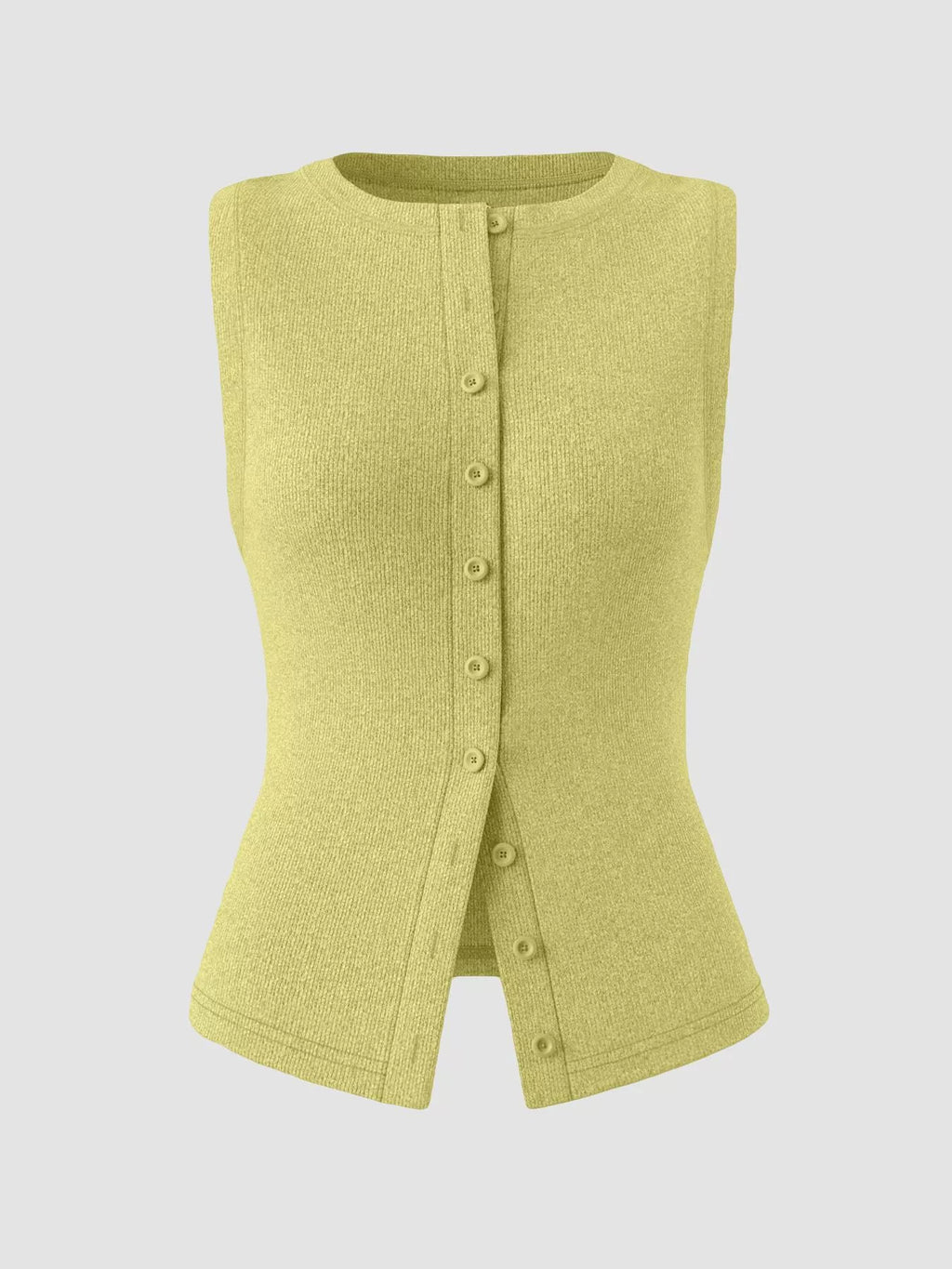Elara Button Tank detail view styled for Avrienne