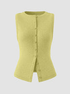 Elara Button Tank detail view styled for Avrienne