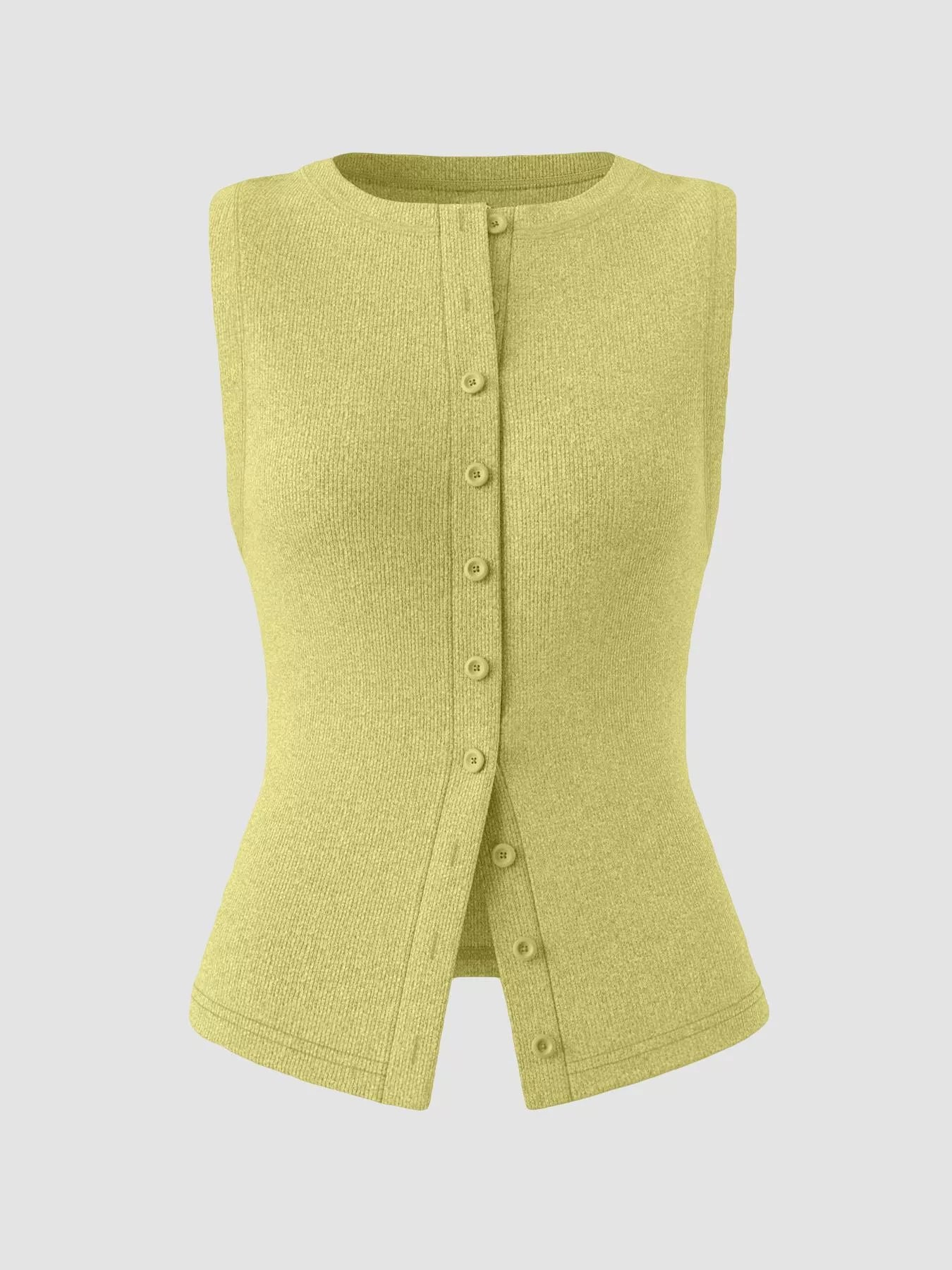 Elara Button Tank detail view styled for Avrienne