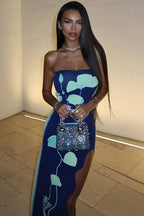 Strapless Floral High Slit Bodycon Maxi Dress image 2