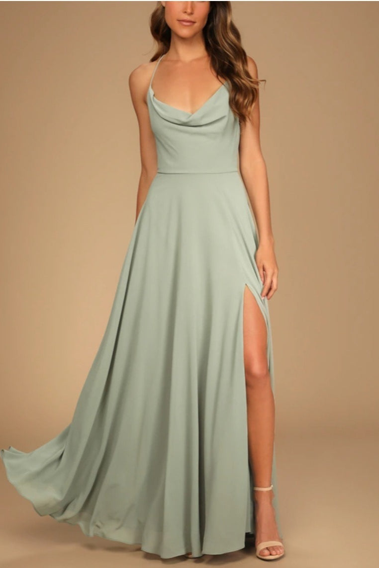Sexy Halter Backless Maxi Formal Dress image 6