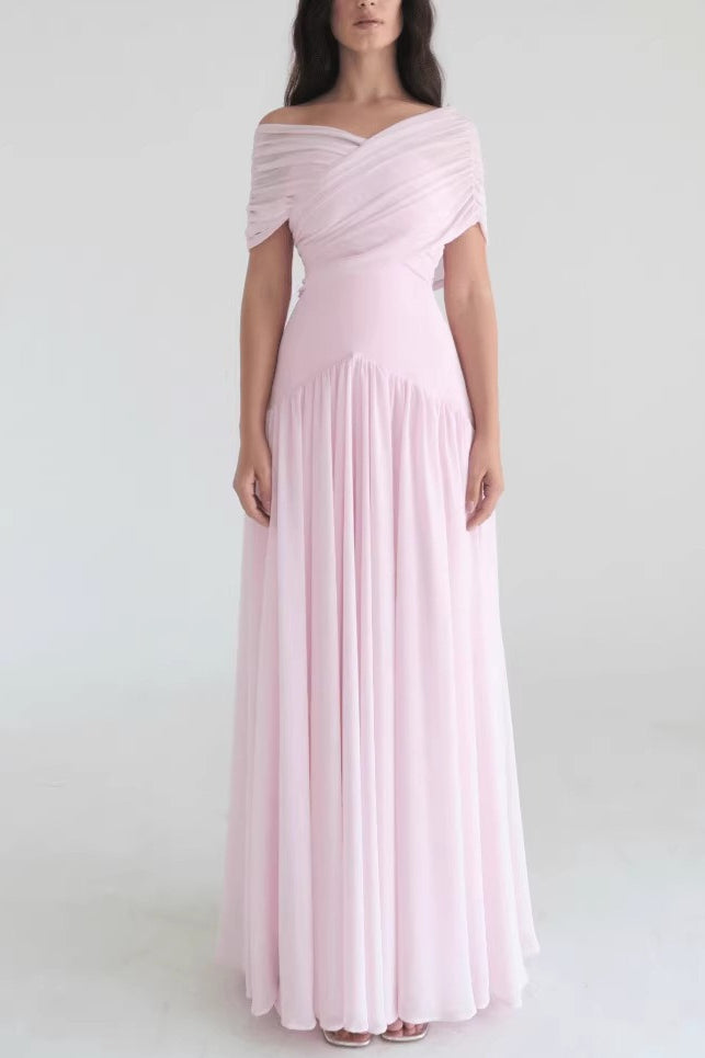 Pink Soft Elegant Cross Maxi Dress image 3