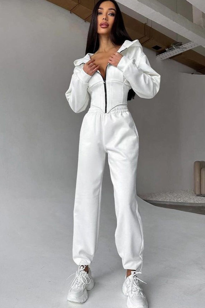 Hooded Drawstring Two Piece Pants Set image 9
