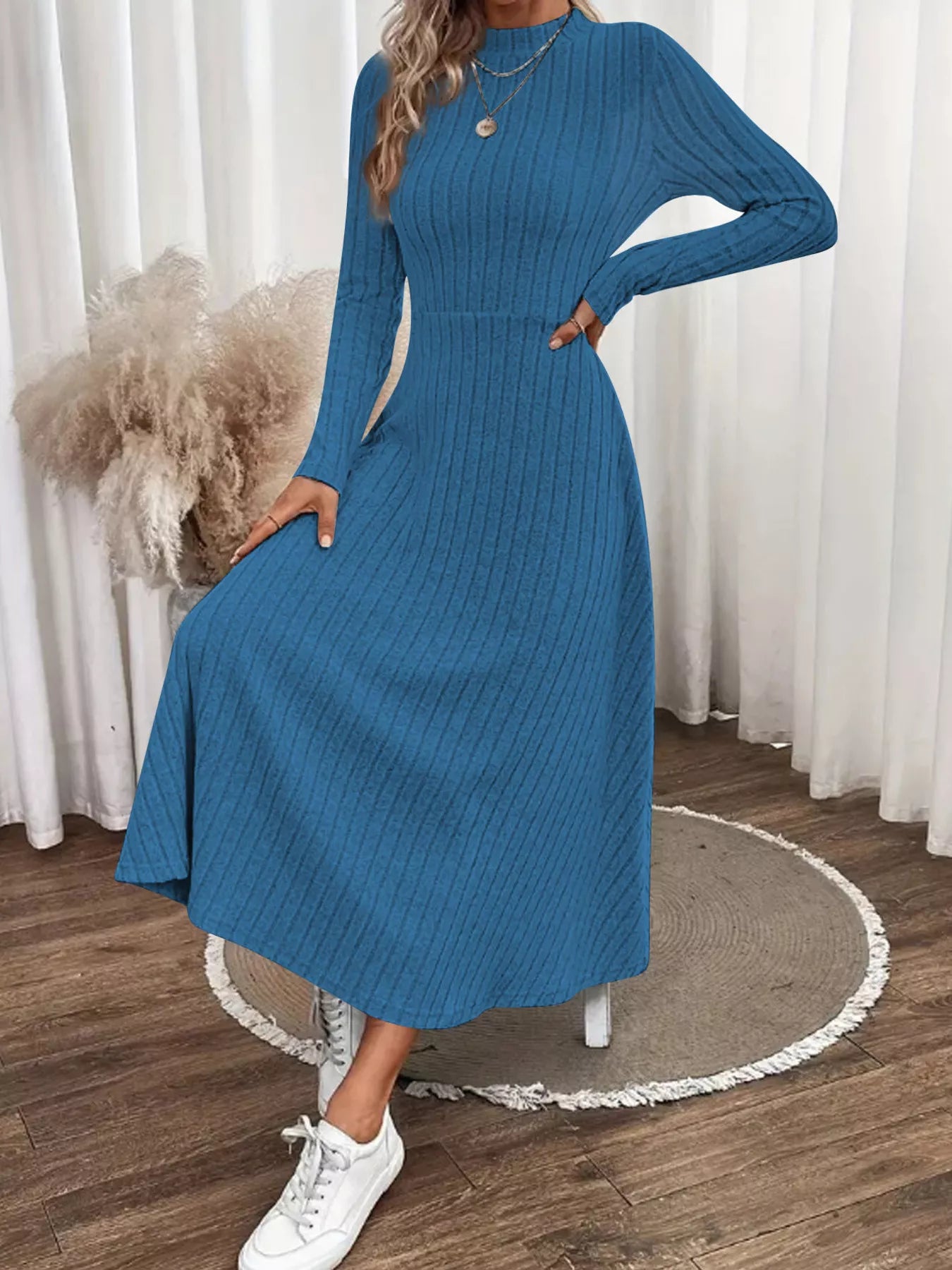 Renee Knit Midi Dress detail view styled for Avrienne