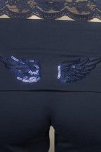 Solid Wing Sequin Embroidered Casual Pants image 8