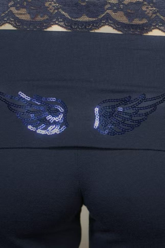 Solid Wing Sequin Embroidered Casual Pants image 8