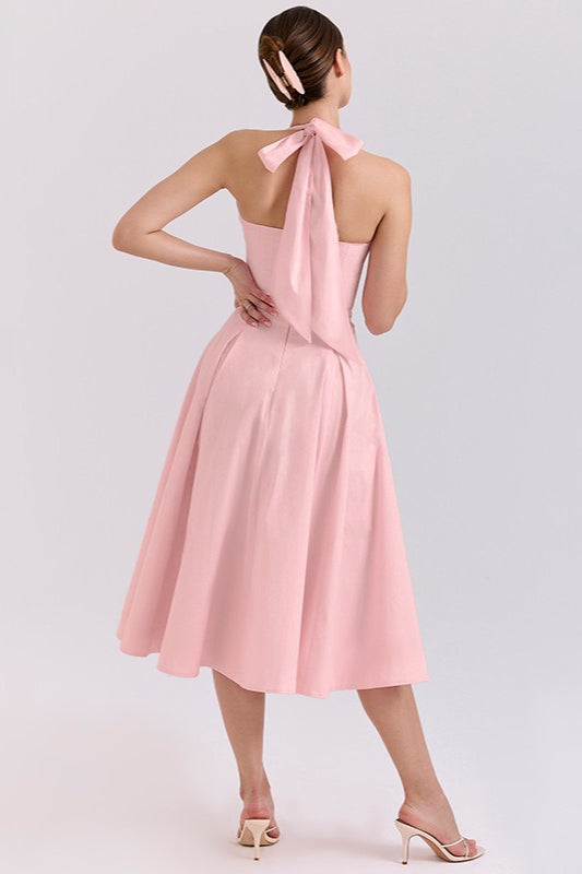 Elegant Deep V Halter Backless Maxi Party Dress image 6