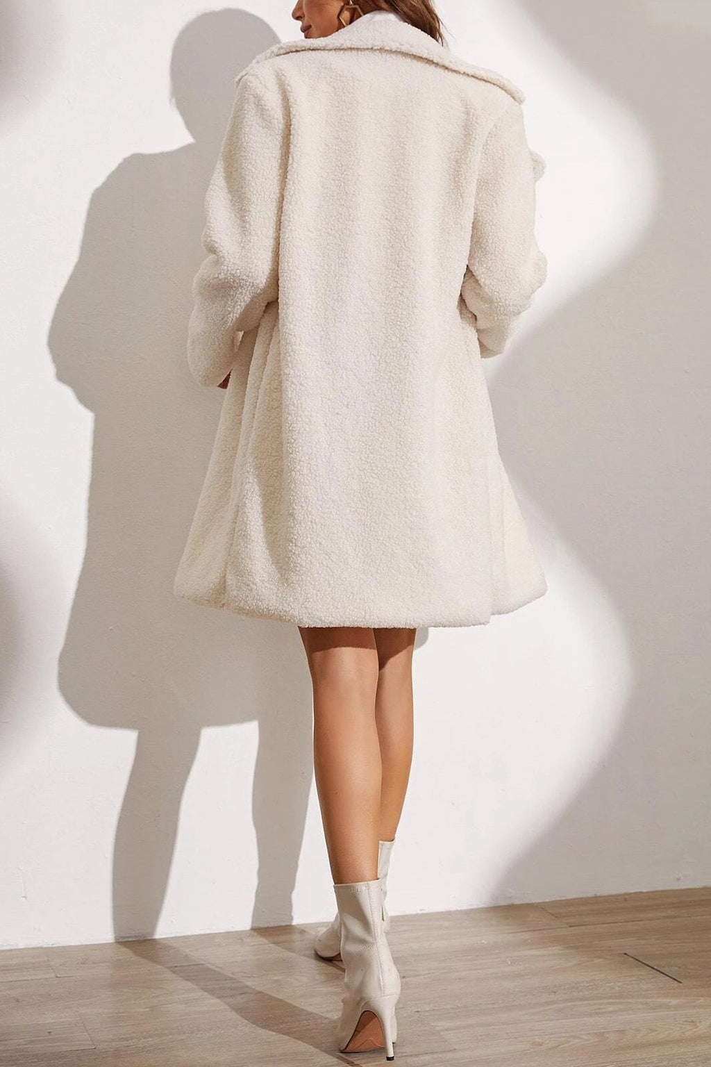 Longline Lapel Plush Winter Coat image 6