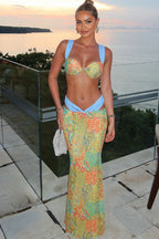 Colorblock Print Tie Up High Waist Three Piece Swim Set image 1