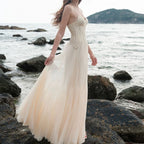 Lace Bone Tube Mesh Flared Prom Dress image 6