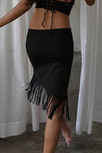 Elegant Asymmetric Tassel Midi Skirt image 5