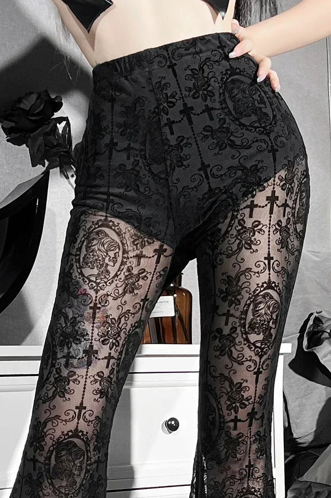 Y2K See-Through Mesh Floral Pant image 2