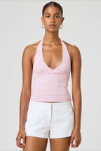 Sexy Polka Dot Plaid Slim Halter Top image 9