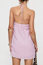 Elegant Striped Halter Mini Dress image 4