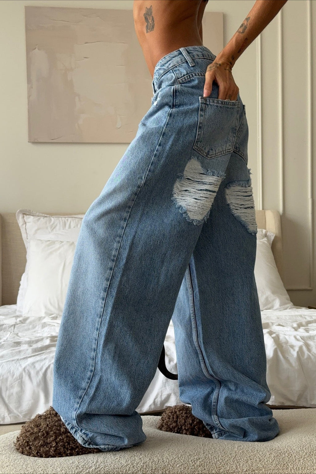 Vintage Heart Ripped Wide-Leg Jeans image 3