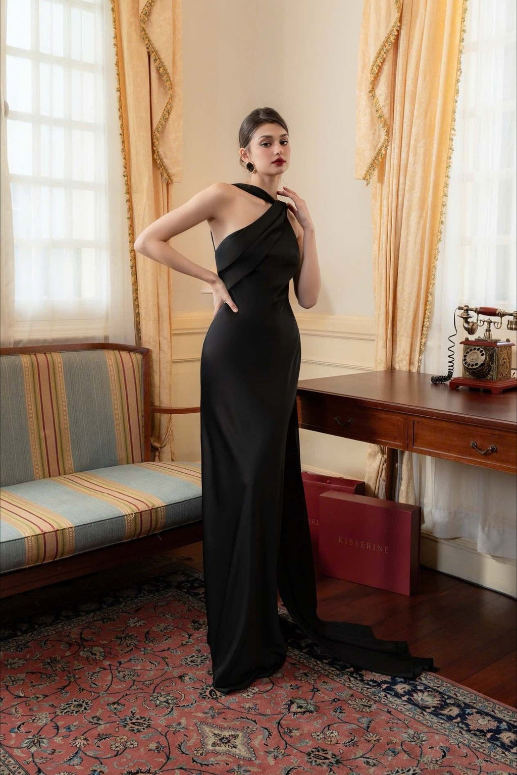Satin Mermaid Slim Fit Elegant One Shoulder Solid Color Prom Dress image 18