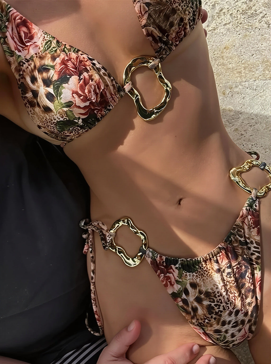 Sexy Leopard Floral Metal Bikini Set image 1