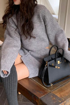 Short Fitted Knit Round Neck Slim Two Piece Set image 13