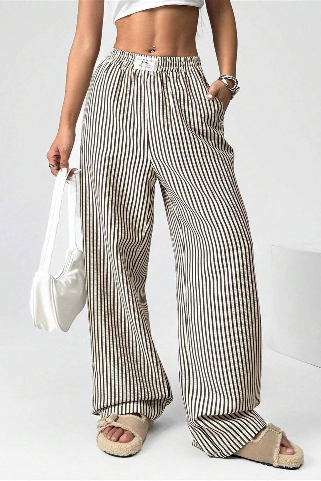 High Waist Striped Casual Pants image 2