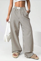 High Waist Striped Casual Pants image 2