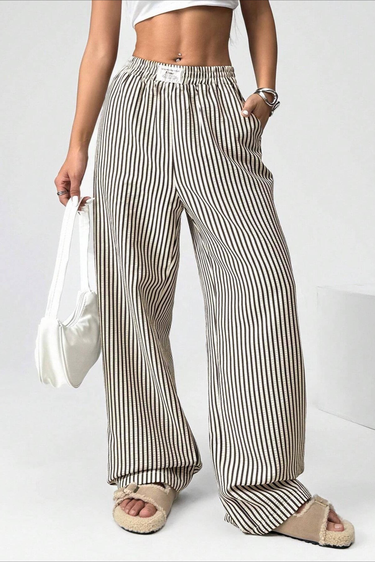 High Waist Striped Casual Pants image 2