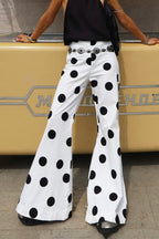 Color Block Polka Dot Flared Pants image 1