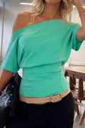 Fresh Mint Asym Slim Waist Blouse image 2