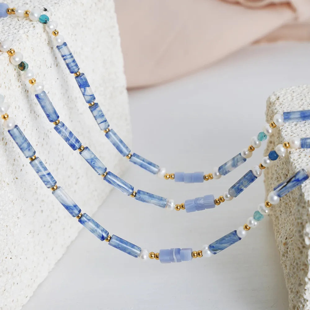 Belle Bead Necklace detail view styled for Avrienne