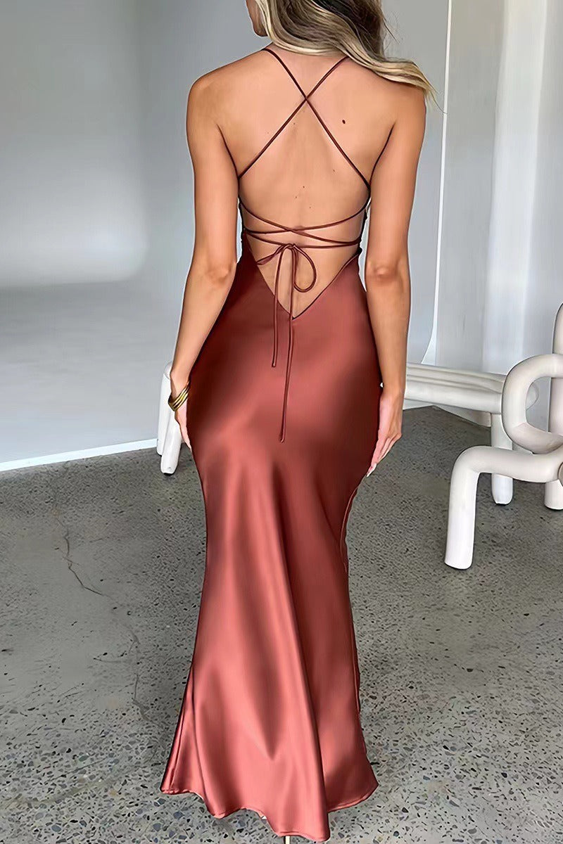 Back Tie Spaghetti Strap Formal Dress image 4