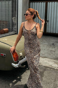 Chic Leopard Print Spaghetti Strap Maxi Dress image 1