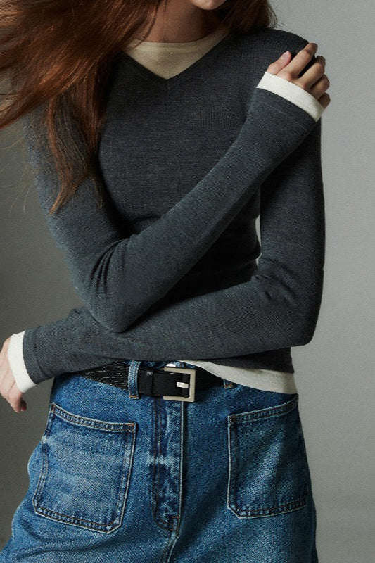 Colorblock Washable Knit Top image 1