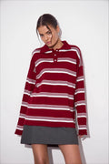 Relaxed Collared Striped Long Sleeve Blouse image 7
