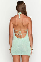 Sexy Halter Cowl Neck Knit Bodycon Mini Dress image 7